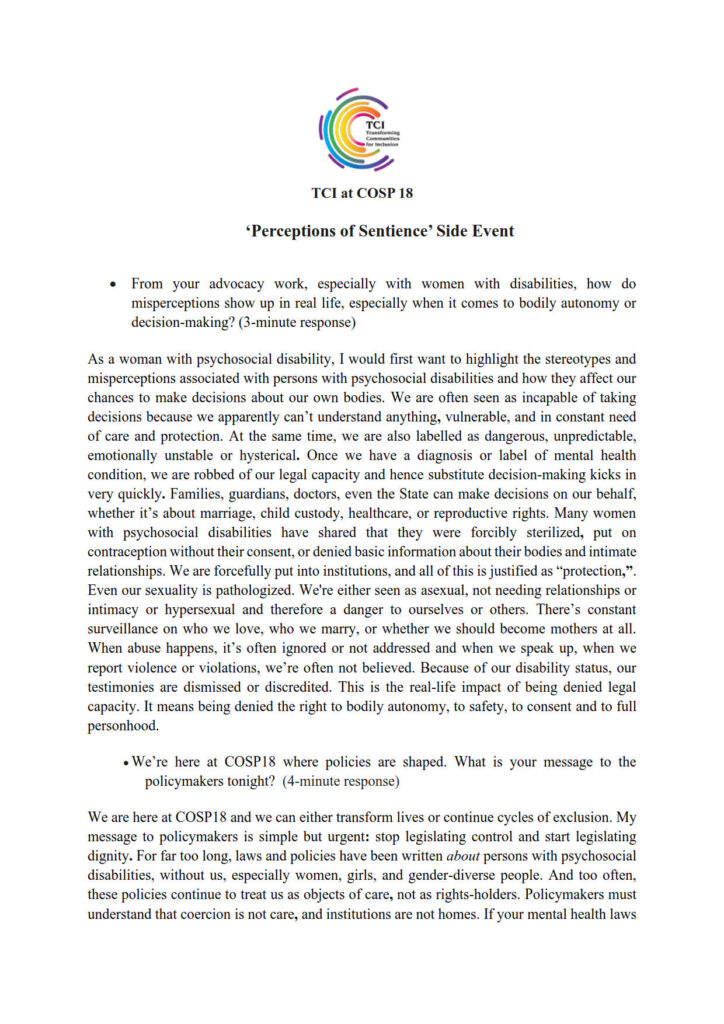 Richa's Statement - Perceptions of Sentience