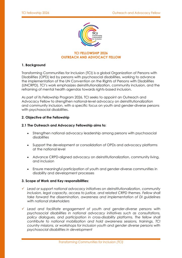 TORs Outreach and Advocacy - Cover Page